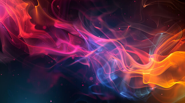 Blue And Purple Swirls Of Smoke On A Black Background, Blue And Red Smoke Clouds In Motion Isolated On A Black Background, Abstract Wallpaper Background Colorful Smoke Design
