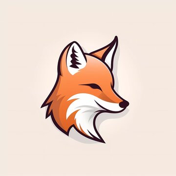 flat logo vector illustration of a cute fox, with a minimalist background. generative ai