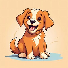 flat logo vector illustration of a cute dog, with a minimalist background. generative ai