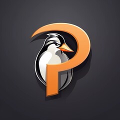 vector logo illustration of a penguin combined with the letter P. generative ai