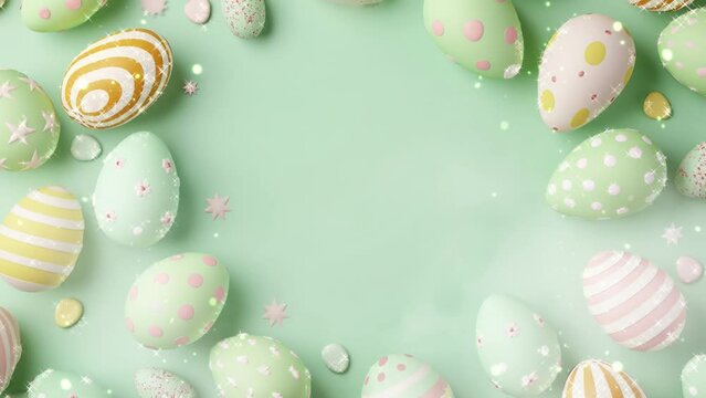 copy space of easter eggs on isolated background with paper card