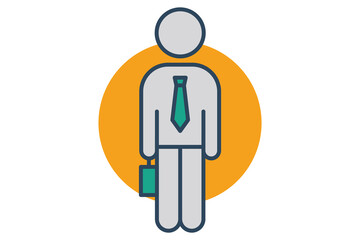 employee icon. employees wear ties and hold bags. representing workforce diversity in various industries. flat line icon style. element illustration