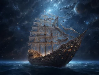 Deurstickers ship in the sea © Julie