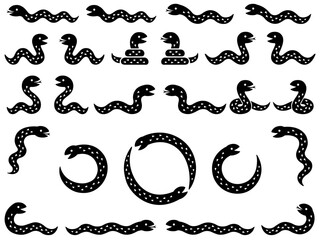蛇のシルエットイラストセット © Nora Hachio