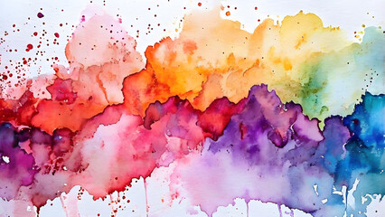 watercolor-stain-blooming-on-textured-white-watercolor-paper-featuring-a-spectrum-of-hues-bleeding