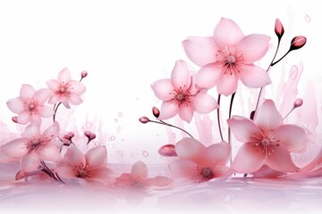 Delicate Pink flowers transparent. Botanical nature. Generate Ai