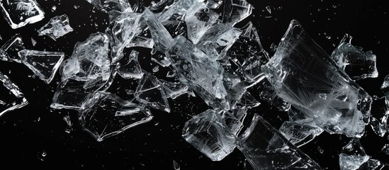 Captivating moment of ice cubes gracefully falling into the air, creating a stunning visual display