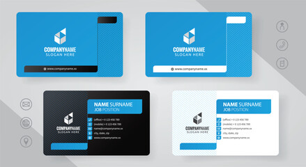 Set of blue Modern Corporate Business Card Design Templates, vector eps 10