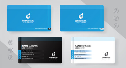Set of blue Modern Corporate Business Card Design Templates, vector eps 10