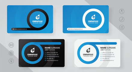 Set of blue Modern Corporate Business Card Design Templates, vector eps 10