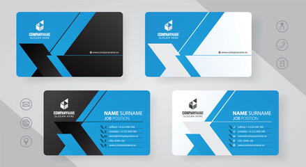 Set of blue Modern Corporate Business Card Design Templates, vector eps 10