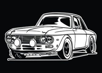 Obraz premium black and white retro sport vintage car