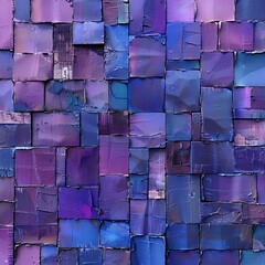 
Digitally enhanced background resembling abstract, colorful tiled walls with a luminous 3D object style. The design showcases cubist geometric fragmentation in dark violet and sky blue hues