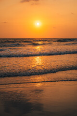 Sunset on a tropical beach, golden hour