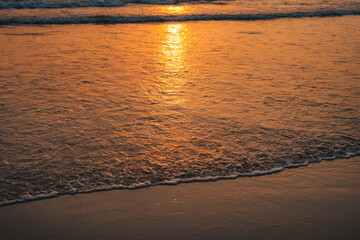 Sunset on a tropical beach, golden hour