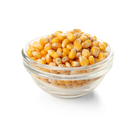 Bowl of corn for Festa Junina (June Festival) on white background