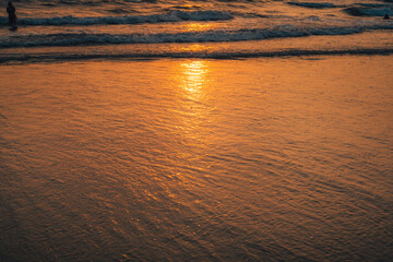Sunset on a tropical beach, golden hour