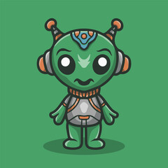 The Green Alien Illustration