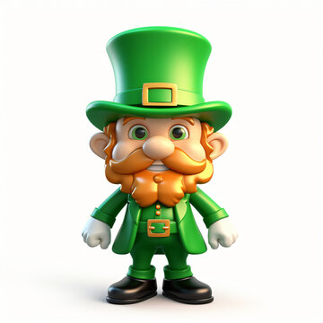 3d render icon of leprechaun with green hat and mustache generated AI