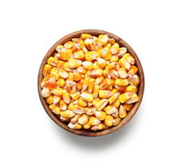 Bowl of corn on white background. Festa Junina (June Festival) celebration