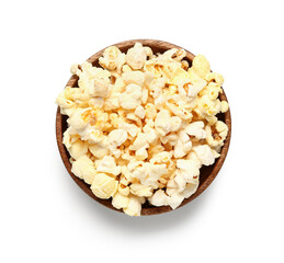 Bowl of popcorn on white background. Festa Junina (June Festival) celebration