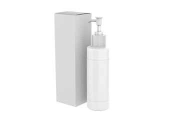 realistic plastic bottle with dispenser airless pump with liquid gel, soap, lotion, cream, shampoo, bath foam on a white background. 3d illustration