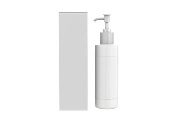 realistic plastic bottle with dispenser airless pump with liquid gel, soap, lotion, cream, shampoo, bath foam on a white background. 3d illustration