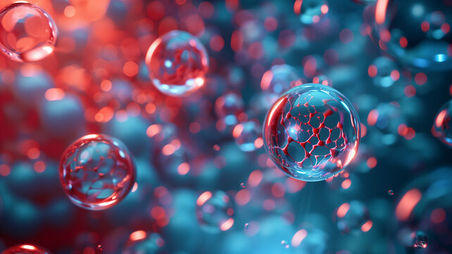 An intricate network of nanospheres suspended in a fluid medium, with a focus on the interconnected mesh within, representing advanced nanotechnology concepts