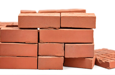 Pile of brick isolated on white background