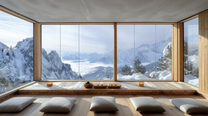 Tranquil Meditation Space with Serene Fir Panels