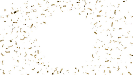 Celebrating Achievements: Golden confetti explodes in a 3D burst, leaving an empty center. Ideal for designs marking wins, awards, holidays, and promotions