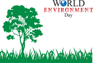 Natural rural scene, Green tree and grass background in high quality. World environment day copy space poster and banner. Blank to add text. Bleeding environment seeks attention.