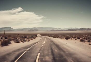 Fototapeta premium Road on desert view background