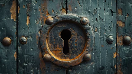 Keuken achterwand Oude deur The master key hole. Security, vault, safe keeping concept. keyhole of old door or chest  © ms creation