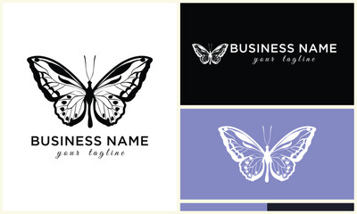 hand drawn butterfly logo template