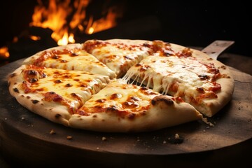 Savory Mushroom cheese hot pizza. Italian food. Generate Ai
