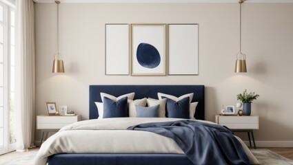 Fototapeta na wymiar Elegant bedroom interior template design