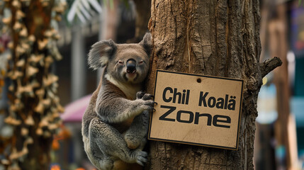 Chillzone Koala Schildkröte Schnecke langsame Tiere symbolisieren im Alltag langsames Arbeiten Generative AI