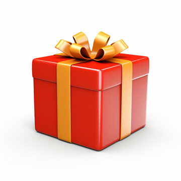 3d render icon of gift box cartoon isolated generated AI