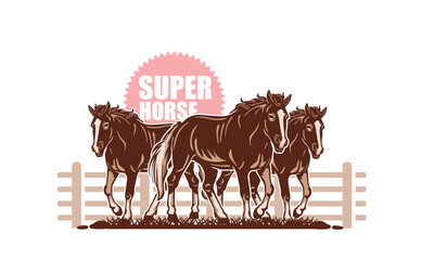 SUPER GREAT HORSE LOGO, silhouette of strong mare moving at farm vector illustrations