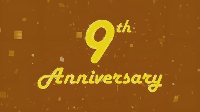 Happy 9th anniversary 006, motion graphic brown background.