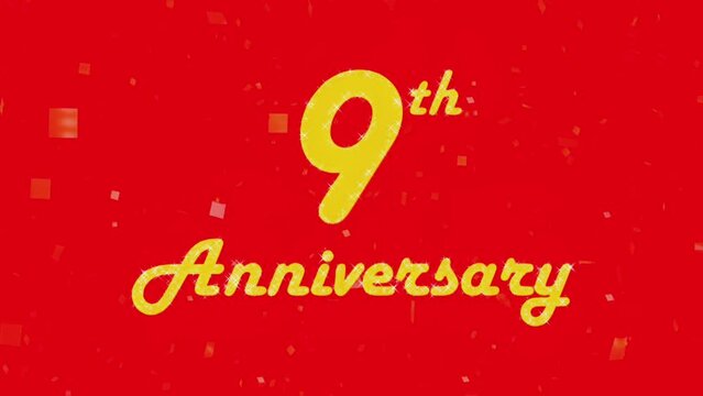Happy 9th anniversary 005, motion graphic red background.