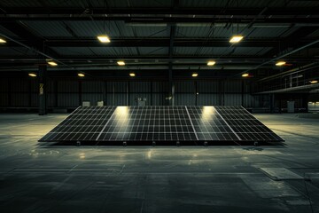 Rows of black solar panels are installed on the green grass, green energy, solar energy saving - obrazy, fototapety, plakaty