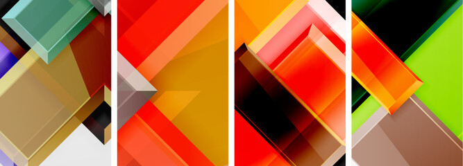 Color glass glossy square composition poster set for wallpaper, business card, cover, poster, banner, brochure, header, website