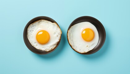 fried eggs on pans