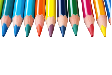 Brightly colored pens placed on paper show creativity. Taking important notes Print media that wants to promote creativity Isolated on a transparent background.