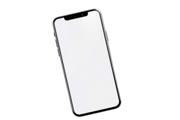 Smartphone isolated on transparent background It shows the important role of mobile phones in work. Fast and convenient communication with applications or services related to mobile phones