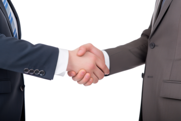 A man in a suit shakes hands with a customer Depicts a man who dresses modestly. suitable for work Very friendly and professional guy. Accessible representation Isolated on transparent background.