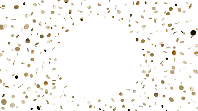 Golden Circles Sparkle: A 3D explosion of golden confetti forms a captivating circle, symbolizing unity and celebration. Perfect for designs highlighting anniversaries, milestones, team achievements