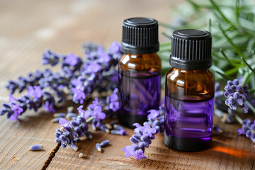 Obraz na płótnie Canvas Unrecognizable lavender aromatherapy oils